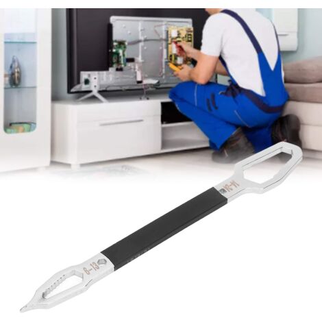 Llave inglesa multifuncional, extralarga y universal de doble boca, fabricada en acero inoxidable y PVC negro (rango de almacenamiento: 6-24 mm). (1/5)