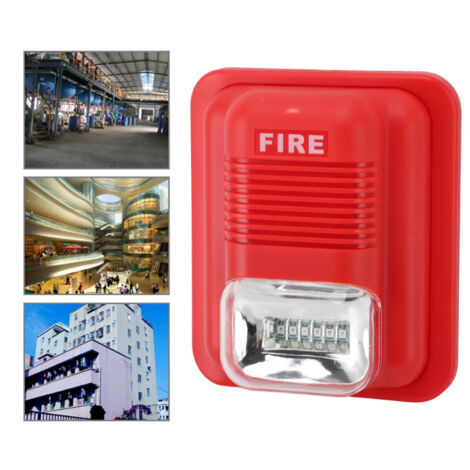 Alarma contra incendios acústica y visual  Alarma contra incendios LED de 12V/24V de alta potencia con luz roja y accesorios de montaje para edificios residenciales y comerciales.