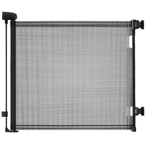 Barrera de seguridad reversible para bebés de 1,4 m, negra – Seguridad multifuncional para uso interior y exterior con tejido de malla resistente e instalación sin daños. (1/5)