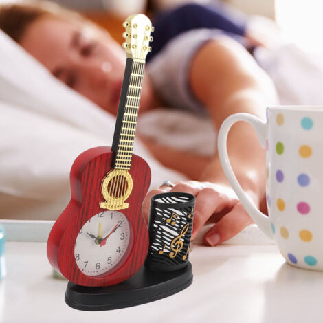 [Despertador con forma de guitarra] [Despertador decorativo robusto y multifuncional] [Despertador con forma de guitarra] [Soporte para sacapuntas] Campana de ABS 130 g