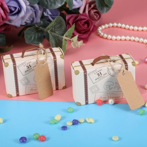 Elegante Mini-Geschenkboxen aus Pappe für Hochzeiten, Geburtstage oder Babypartys – 50er-Set mit Bändern und Anhängern – Praktisches Kofferdesign (1/5)