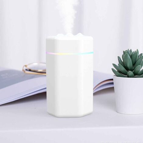 Mini humidificador USB: gran capacidad, niebla eficiente y silenciosa. Carcasa de ABS blanca, 140 g, ideal para la oficina, el coche y los viajes. (1/5)