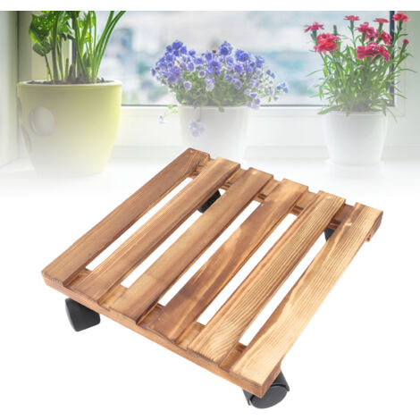 [Plataforma rodante] [Base reforzada] Plataforma de transporte de plantas con ruedas universales y sistema de bloqueo – Madera gruesa y plástico de alta calidad – Alta capacidad de carga de 80 kg