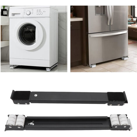 Plataformas con ruedas para máquinas y muebles, plataforma con ruedas extensible [2 piezas], color negro, capacidad de carga de 300 kg, mango antideslizante para lavar y limpiar.