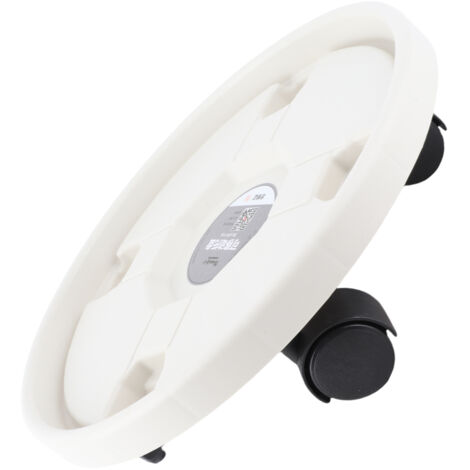 Soporte rodante para macetas con ruedas universales y rejilla de ABS reforzada, color blanco. (1/5)