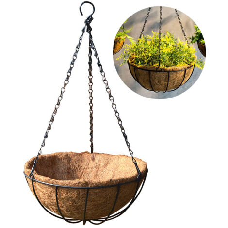 [Colgante] [Elegante] [20/25 cm] Negro y hierro con marco reforzado para balcón y jardín (1/5)