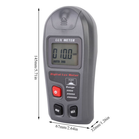 Medidor de lux electrónico digital portátil con un rango de medición de hasta 200.000 lux, ABS, 145 x 67 x 32 mm (1/5)