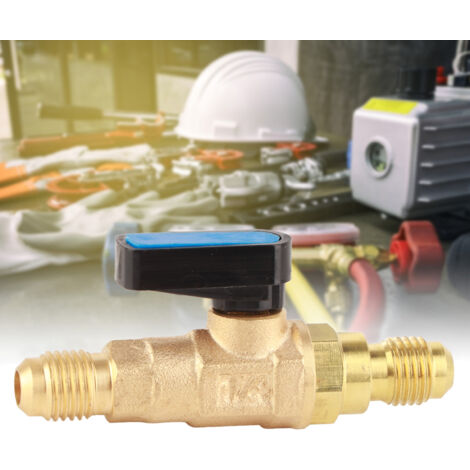 Válvula de bola de refrigerante SAE de 1/4 de pulgada para HVAC/refrigeración – Adaptador de válvula de control de flúor de cobre y ABS – Válvula de llenado de aire acondicionado (1/5)