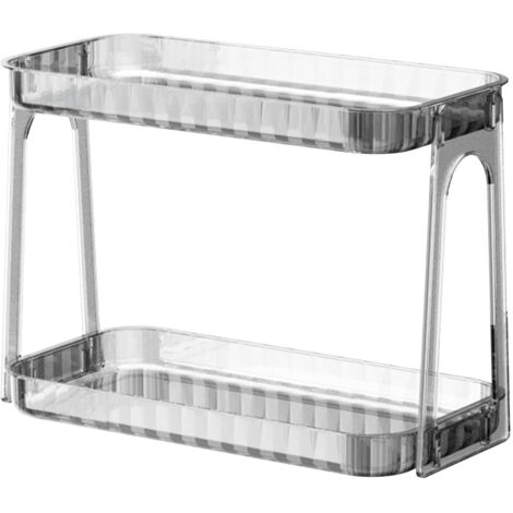 Estantería cosmética transparente de 2 niveles, extraíble para tocador – Organizador de maquillaje moderno fabricado en PET – Blanco transparente (1/5)