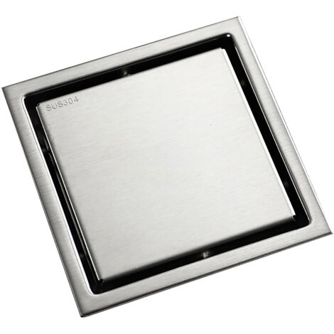 Rejilla de desagüe para baño, desagüe de suelo de acero inoxidable para prevenir olores, cierre de tapa oculto, blanco, 11 x 11 cm / 4,3 x 4,3 pulgadas