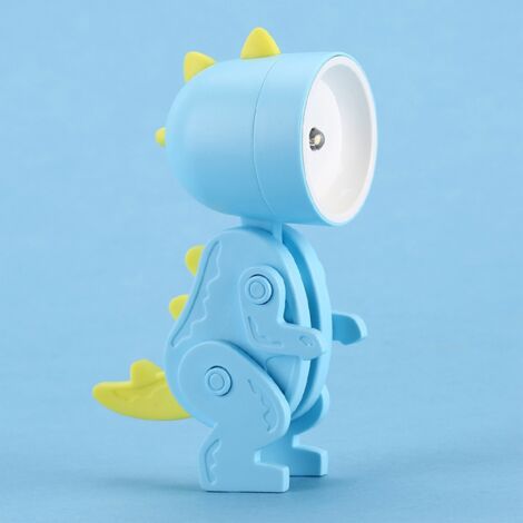 Lámpara de noche LED azul con diseño de dinosaurio, luz suave y posición ajustable para dormitorios y habitaciones infantiles. (1/5)