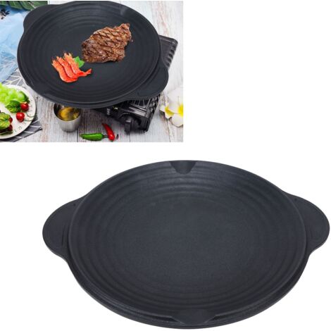 Plancha multifuncional de aleación de aluminio, 34 cm, negra, plancha portátil para uso doméstico, accesorio de cocina para asar a la parrilla y preparar tortitas. (1/5)