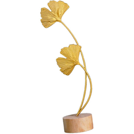 Estatua decorativa de hoja de ginkgo dorada – Adorno de escritorio moderno de hierro forjado – Decoración elegante para mesa, recibidor y sala de estar. (1/5)