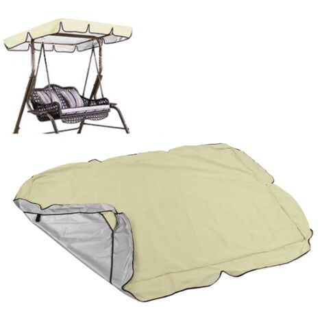 Funda para columpio de jardín, fabricada en tejido Oxford 210D con revestimiento plateado, impermeable, resistente al frío y antirreflejos, para columpios de parque, 195 x 125 x 15 cm, color beige.