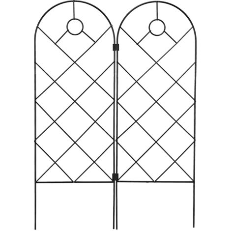 Celosía decorativa de hierro negro, de 58 cm, para plantas trepadoras, flores y enredaderas en el jardín. También apta como valla, pérgola o borde paisajístico.
