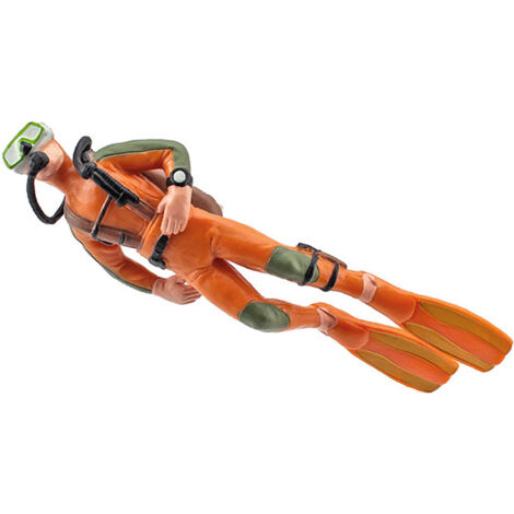 Figura de buzo pequeña de PVC naranja con flotabilidad ajustable para decoración de acuario. (1/5)