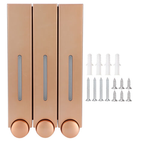 Dispensador de jabón mural 3 x 420 ml – Dorado para cocina y baño ABS Montaje en pared (1/5)