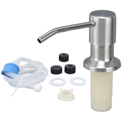 Bomba de jabón integrada para lavabos, dispensador de líquido con extensión de acero inoxidable a prueba de fugas. (1/5)