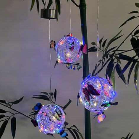 Lámpara solar LED colgante para jardín – Decorativa, resistente a la lluvia – Luz colorida para el patio con batería de 600 mAh