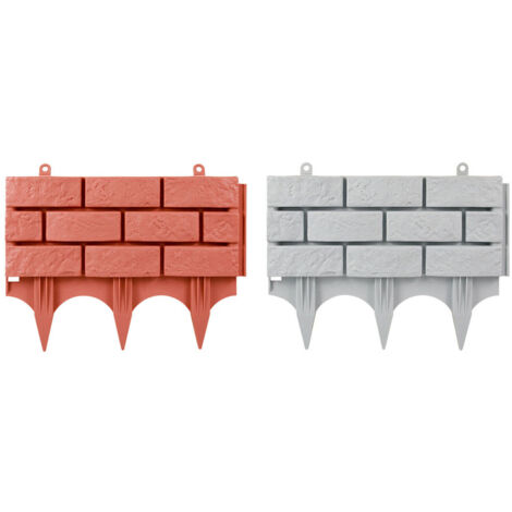 Bordillo de jardín de plástico con aspecto de piedra roja [4 paneles] Moderno, flexible, fácil de montar (1/5)