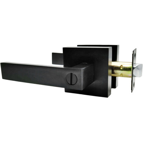 Manilla de puerta fabricada en aleación de aluminio negro mate resistente a la corrosión para dormitorio/baño.