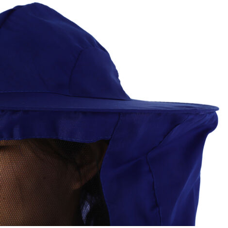 [Ropa de protección para apicultura] Chaqueta profesional de poliéster, talla grande, azul, con capucha de lona y cintura elástica. (1/5)