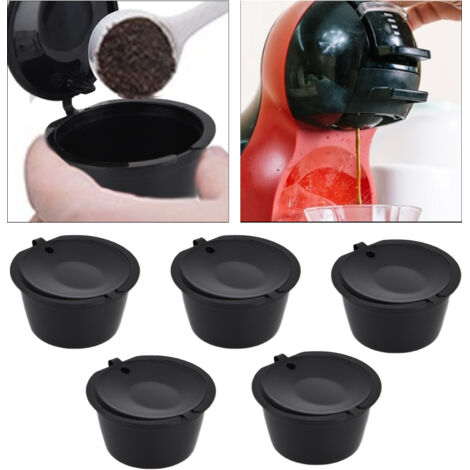 Cápsulas de café reutilizables DOLCE Gusto – 5 cápsulas de 50 ml con filtro de acero inoxidable (304) y dispensador – Compatibles con Melody, Genio, Mini Me, Esperta y Circolo.