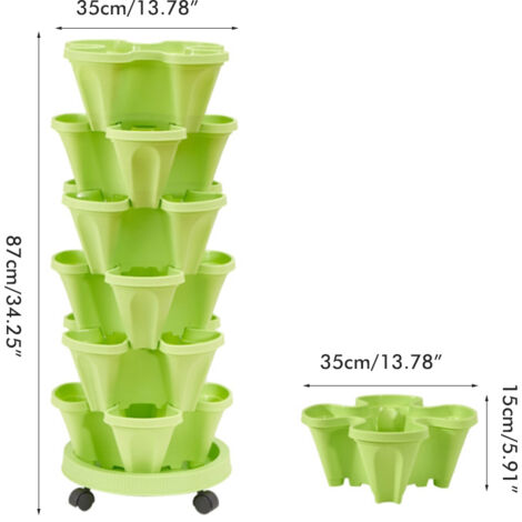 Maceta móvil con ruedas: Maceta portátil con ruedas para plantas de interior y jardín, fabricada en bloques de PP.