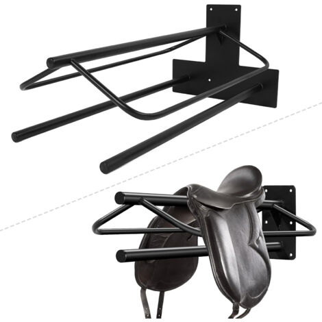 Soporte para sillas de montar reforzado de doble pared para montaje en pared, de hierro, 60 x 32 x 26 cm, resistente a la corrosión, equipamiento ecuestre. (1/5)