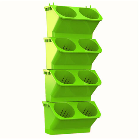 Macetero de pared de polipropileno verde claro para uso interior – Dimensiones: 24 x 14 x 57 cm – Macetero para balcones, jardines verticales y paredes verdes 3D (1/5)