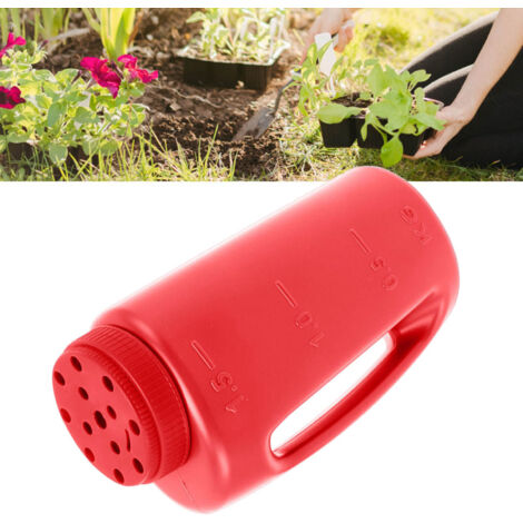 Esparcidor portátil de ABS de 19 cm, color rojo: esparcidor de fertilizantes y semillas para jardín, alimento para animales y tierra de diatomeas. (1/5)