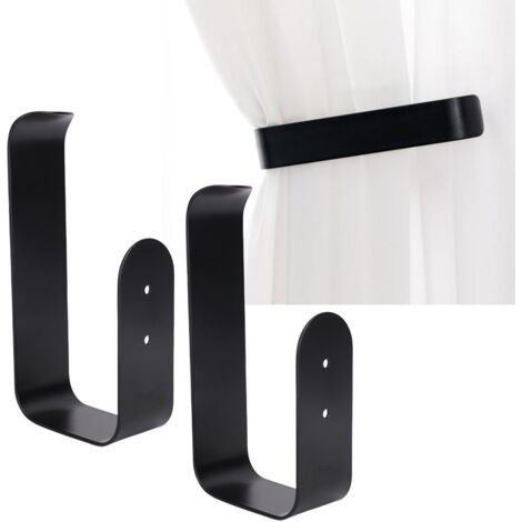 Par de ganchos de pared de hierro en forma de U para cortinas y rollos de papel higiénico – 2 piezas con accesorios (1/5)