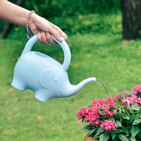 Regadera de plástico con estampado de elefante, capacidad de 1 litro, muy fácil de usar, maceta adorable. (1/5)