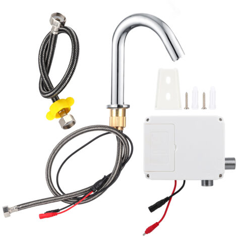 Grifo automático de inducción infrarroja con unidad de control, rosca G1/2 pulgada, perfil bajo, acero inoxidable, 4 pilas AA (no incluidas).