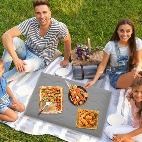 [Tapete para parrilla] Tapete protector de silicona antiadherente para parrilla y barbacoa, 56 cm (22 pulgadas), gris, resistente al calor y fácil de limpiar. (1/5)