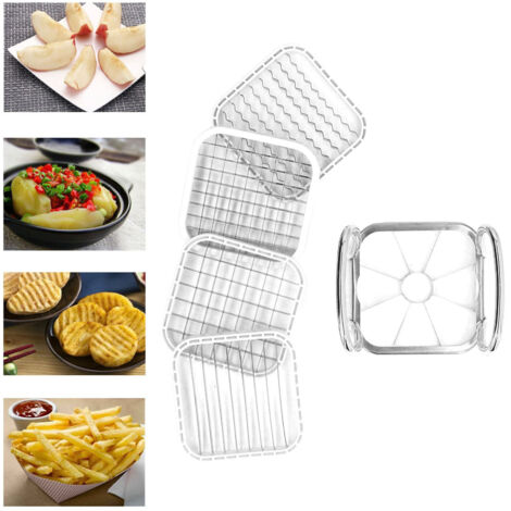 Cortador multifuncional 5 en 1 de acero inoxidable: corta manzanas, peras y patatas. Apto para frutas de hasta 10 cm de diámetro. (1/5)