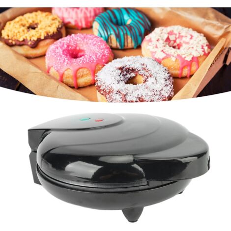 Mini freidora portátil para 7 donuts, eléctrica, con dos niveles de calor, revestimiento antiadherente, enchufe europeo, 220 V, ABS negro.