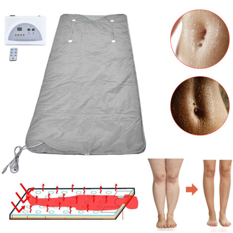 Cubierta para spa infrarrojo – Cubierta inteligente digital de 650 W – Cubierta portátil para spa para dieta, desintoxicación, salud y bienestar – Oxford/PU plateado – 180 x 80 cm – Enchufe estadounid (1/5)