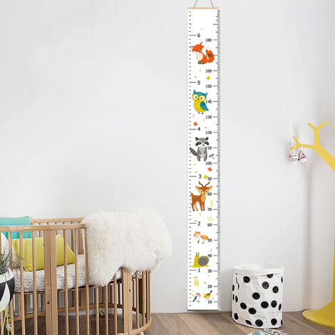 [Medidor de crecimiento decorativo para pared] [Medidor de crecimiento] para niños con cuerda de madera para colgar, 20 x 200 cm, lienzo multicolor, removible y no tóxico. (1/5)