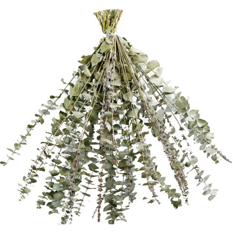Ramo aromático para el baño – 【CH-026】 Ramo de eucalipto, lavanda y crisocola, 40 tallos para aromaterapia y decoración. (1/5)