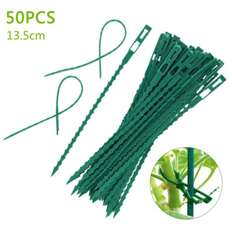 Bridas para cables para el jardín: paquete de 50 bridas de plástico reutilizables y resistentes a la corrosión, de 13,5 cm y 17 cm de largo, ideales para la oficina, el salón o el cine en casa.