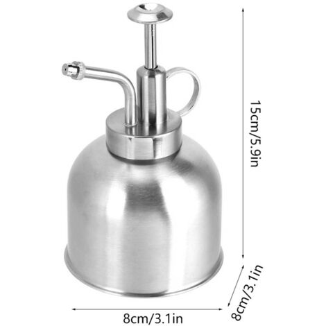 Regadera de acero inoxidable ajustable a presión, de 15 cm, para plantas de interior. (1/5)