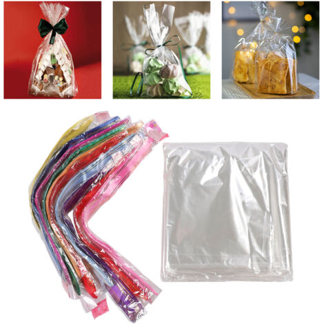 [Präsentationstüten] + [Anonym] + [100er-Packung] + [Transparent mit Schleife, 60 x 75 cm] (1/5)
