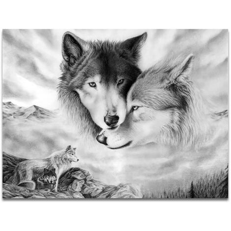 Lienzo impreso sin marco con motivo de lobo: decoración de pared moderna para salón, dormitorio o restaurante (40x60cm o 30x40cm, lienzo impermeable). (1/5)