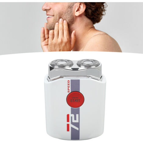 Afeitadora eléctrica doble con diseño de "supercoche", portátil y lavable, fabricada en aleación de zinc, para barba, cuerpo y viajes. (1/5)