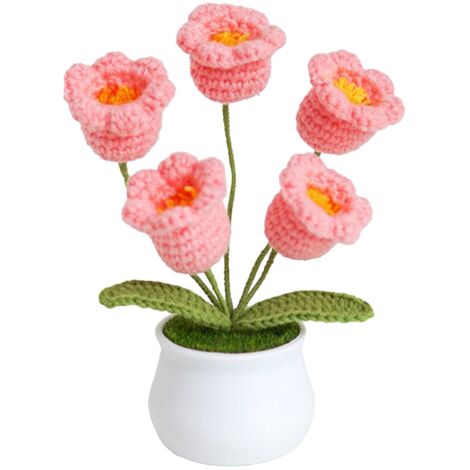 Orquídea artificial en maceta, material decorativo de ganchillo tejido a mano, talla única, pequeña decoración, orquídea en maceta hecha a mano, idea para regalo (1/5)