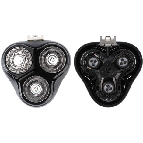 Cabezal de repuesto para afeitadoras eléctricas: diseño de afeitado ultrafino de triple anillo, ABS + cuchilla de acero, negro, para hombre (1 unidad).