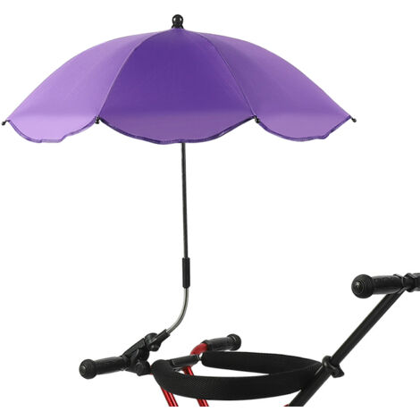 Sombrilla de camping con clip de sujeción – Sombrilla portátil para sillas de jardín, carritos de golf y estadios – Ajustable 360°, resistente al viento, poliéster de alta densidad, UPF 50+, Ø 66 cm (1/5)