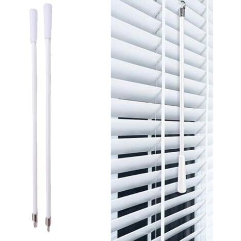 Barras ajustables para persianas – 2 piezas de fibra de vidrio blanca – 43,2 cm con ganchos (1/5)