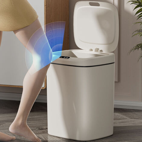 Cubo de basura inteligente de 12 litros con vaciado automático sin contacto y sensor de movimiento, ABS/PP, para cocina, oficina, dormitorio, baño.